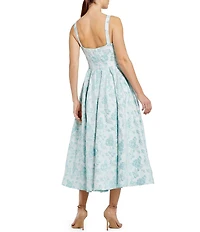 Mac Duggal Bow Front Floral Brocade Fit & Flare Midi Dress