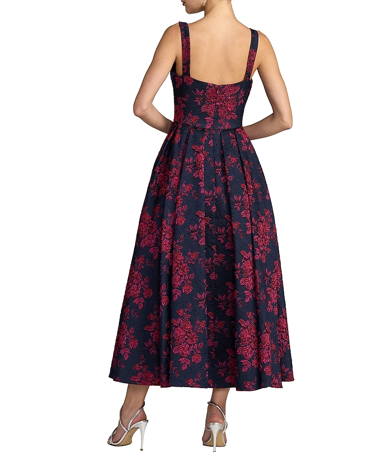 Mac Duggal Brocade Square Neck Midi Dress