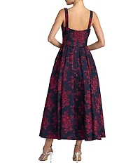 Mac Duggal Brocade Square Neck Midi Dress
