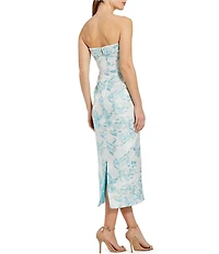 Mac Duggal Brocade Strapless Column Midi Dress