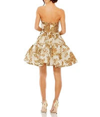 Mac Duggal Brocade Strapless Fit and Flare Mini Dress