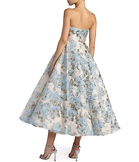 Mac Duggal Brocade Strapless Midi Dress With Pockets