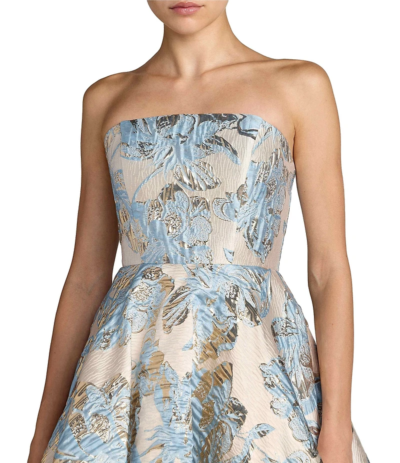 Mac Duggal Brocade Strapless Midi Dress With Pockets