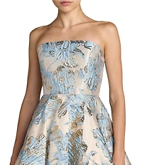 Mac Duggal Brocade Strapless Midi Dress With Pockets