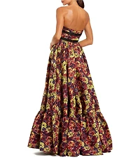 Mac Duggal Brocade Strapless Printed Gown