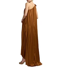 Mac Duggal Charmeuse One Shoulder Kaftan High Low Gown