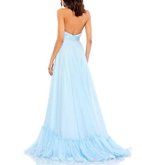 Mac Duggal Chiffon Mock Neckline Sleeveless Tiered Gown