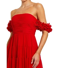Mac Duggal Chiffon Off The Shoulder Gown With 3D Flowers