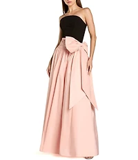 Mac Duggal Crepe And Faille Strapless Long Gown With Bow Detail