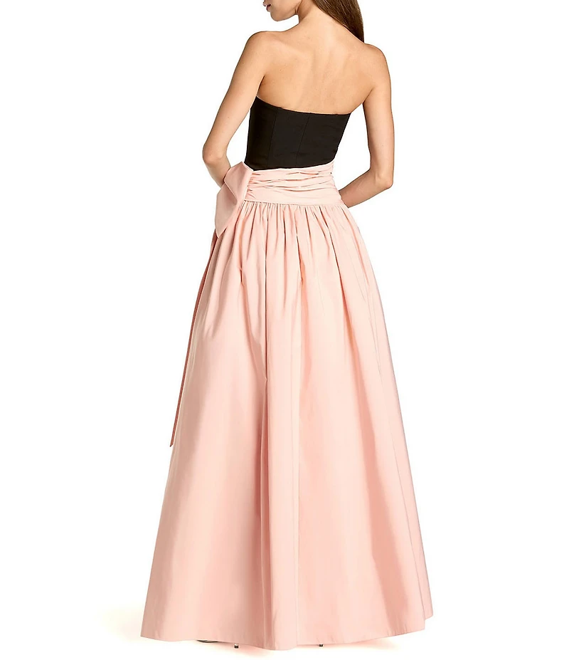 Mac Duggal Crepe And Faille Strapless Long Gown With Bow Detail