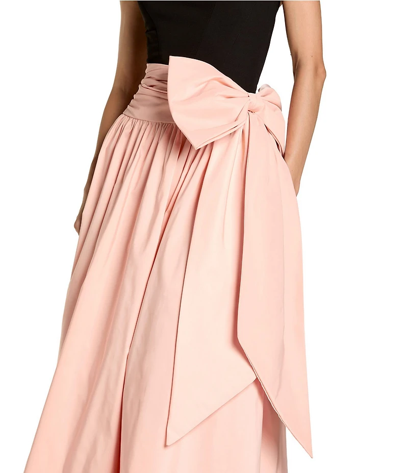 Mac Duggal Crepe And Faille Strapless Long Gown With Bow Detail