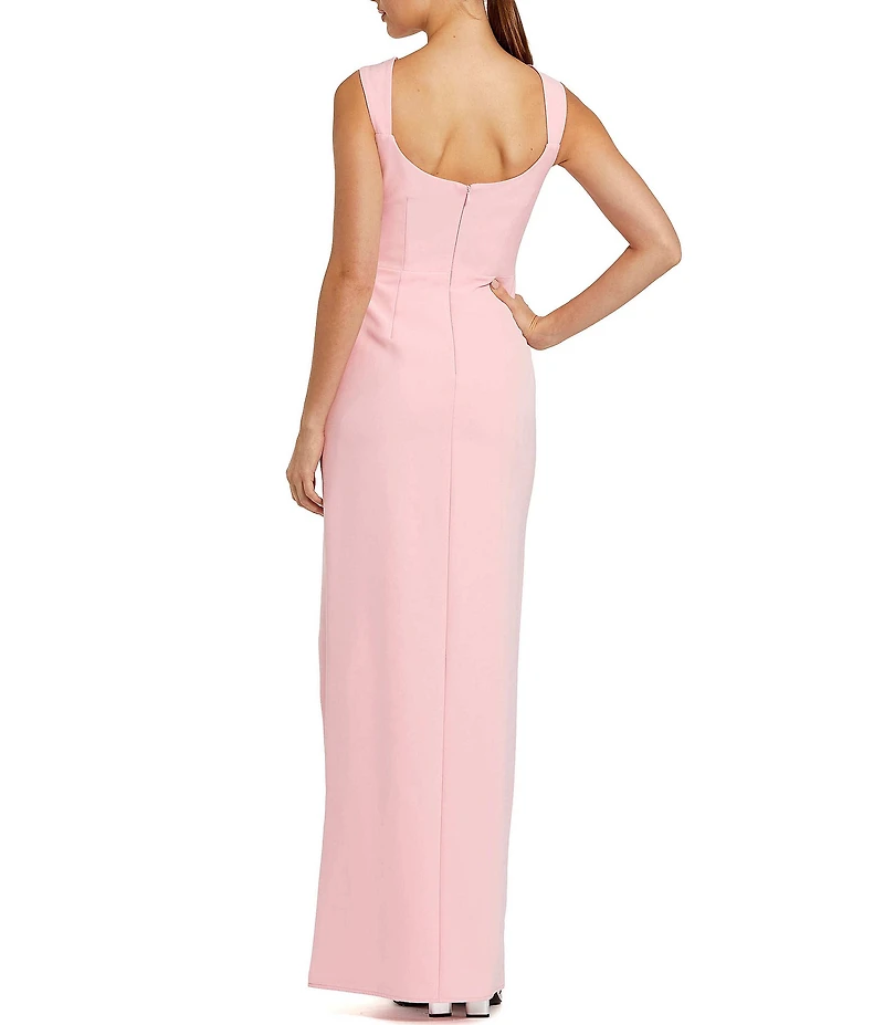 Mac Duggal Crepe Embellished Bow Detail Sleeveless Gown