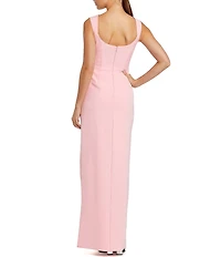 Mac Duggal Crepe Embellished Bow Detail Sleeveless Gown