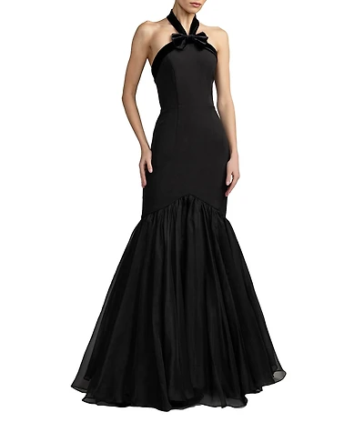 Mac Duggal Crepe Halter Mermaid Gown