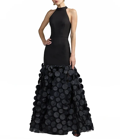 Mac Duggal Crepe Halter Neck Trumpet With Sheer Skirt Gown