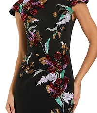 Mac Duggal Crepe With Floral Embroidery Mermaid Gown
