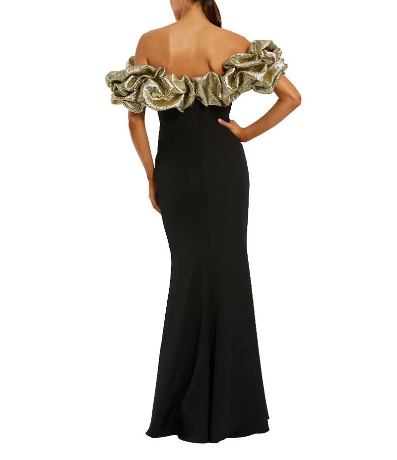 Mac Duggal Crepe Mermaid Gown With Off-The-Shoulder Ruffle