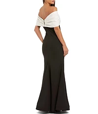 Mac Duggal Crepe Off-The-Shoulder Bow Mermaid Gown