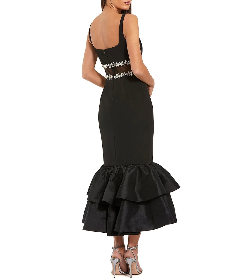 Mac Duggal Crepe Ruffle Hem Dress With Beaded Detail