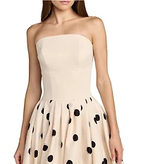 Mac Duggal Crepe Strapless Polka Dot Midi Dress