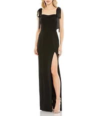 Mac Duggal Crepe Tie Strap Slit Gown