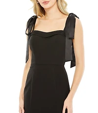 Mac Duggal Crepe Tie Strap Slit Gown