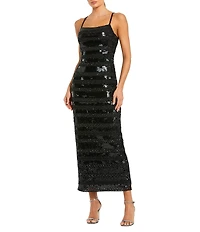 Mac Duggal Embellished Mesh Sleeveless Column Ankle Dress