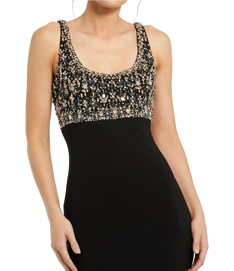 Mac Duggal Embellished Scoop Neck Fitted Jersey Gown