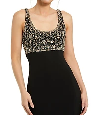 Mac Duggal Embellished Scoop Neck Fitted Jersey Gown