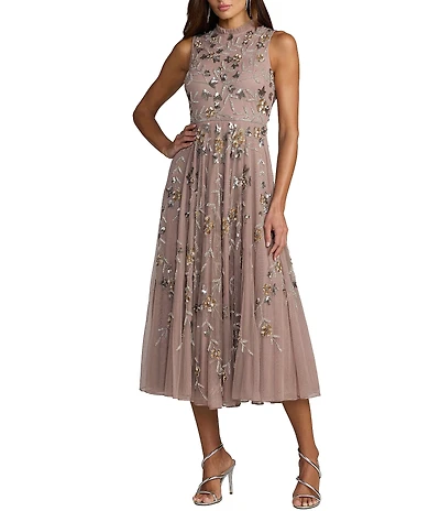 Mac Duggal Embellished Tulle Midi Dress