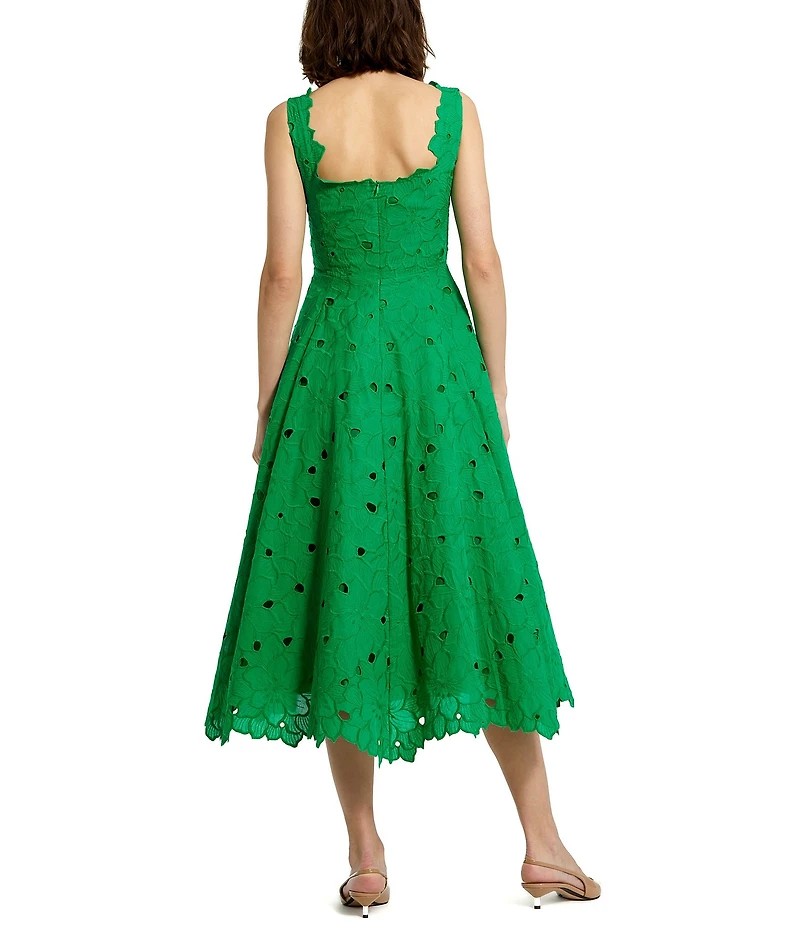 Mac Duggal Embroidered Floral A-Line Sleeveless Midi Dress