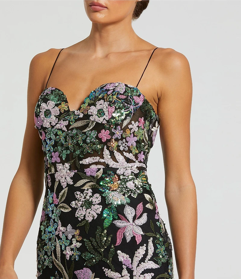 Mac Duggal Embroidered Sweetheart Neckline Sleeveless Gown