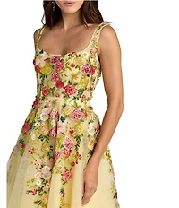 Mac Duggal Embroidered Tulle Midi Dress