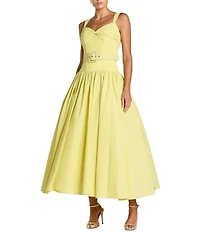 Mac Duggal Faille Sleeveless A-Line Belted Dress