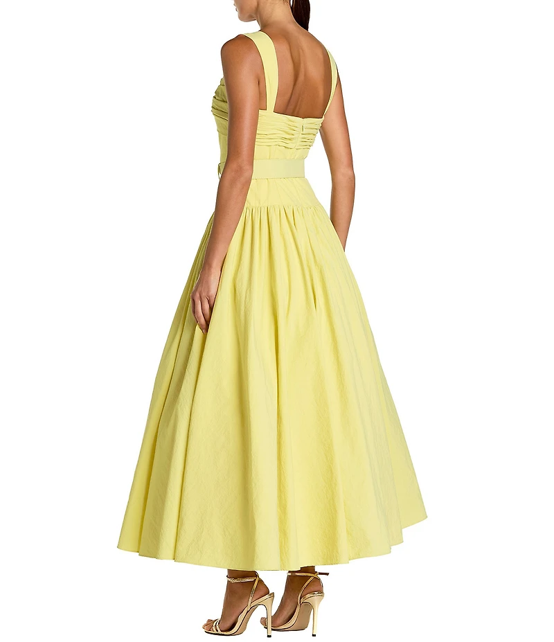 Mac Duggal Faille Sleeveless A-Line Belted Dress