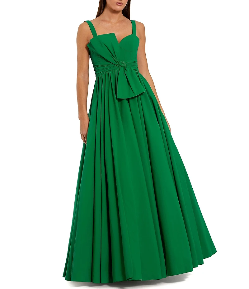 Mac Duggal Faille Sleeveless Ballgown With Twist Bow Detail