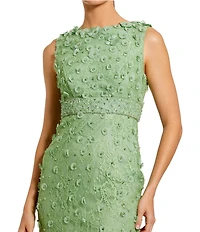 Mac Duggal Floral Applique Crew Neck Sleeveless Midi Dress