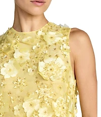 Mac Duggal 3D Floral Beaded Mesh Sleeveless Dress
