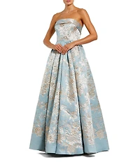 Mac Duggal Floral Brocade A-Line Sleeveless Gown
