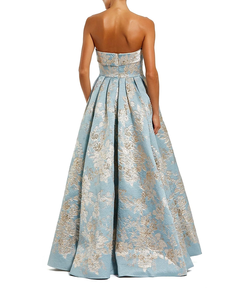 Mac Duggal Floral Brocade A-Line Sleeveless Gown