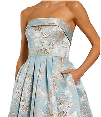 Mac Duggal Floral Brocade A-Line Sleeveless Gown