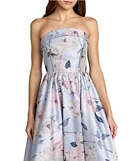 Mac Duggal Floral Brocade Strapless A Line Ballgown