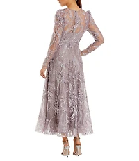 Mac Duggal Floral Embroidered Long Sleeve Long Gown
