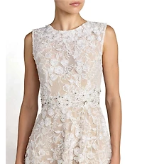 Mac Duggal Floral Embroidered Sleeveless High Neck Midi Dress