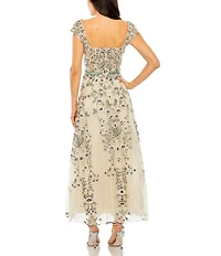 Mac Duggal Floral Embroidered Sweetheart Cap Sleeve Dress