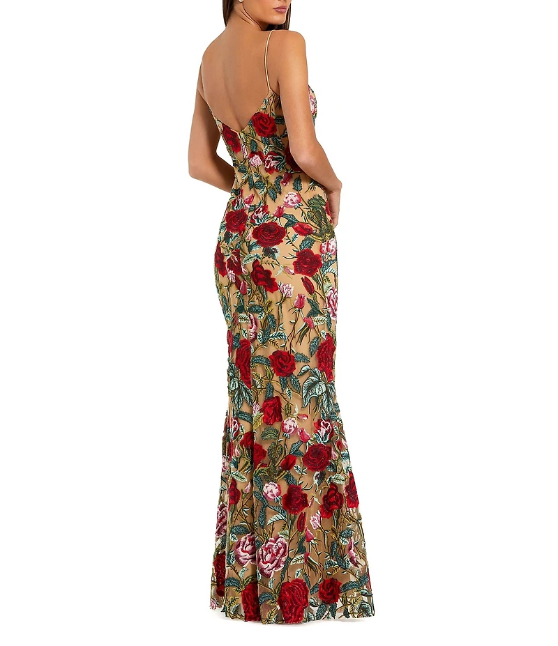 Mac Duggal Floral Embroidered Sweetheart Neckline Sheath Gown