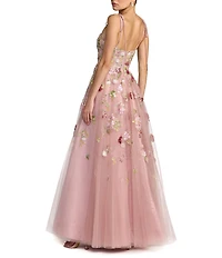 Mac Duggal Floral Mesh Ribbon Sweetheart Ballgown