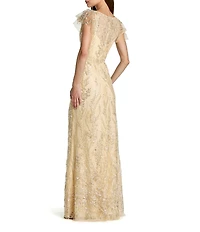 Mac Duggal Flutter Sleeve Embroidered Gown
