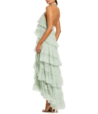 Mac Duggal Halter Neck Tier Ruffle Sheath Dress