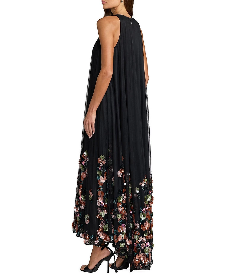 Mac Duggal Halter Sequin Hem Trapeze Gown